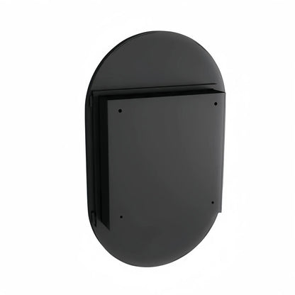 Oval mirror cabinet, for installation or wall mounting, with adjustable shelves, 85x52x10.7 cm, Black