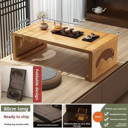 Bay Window Small Table Tatami Tea Table Nanzhu Japanese Kang Table New Chinese Style Bed Folding Small Coffee Table balcony