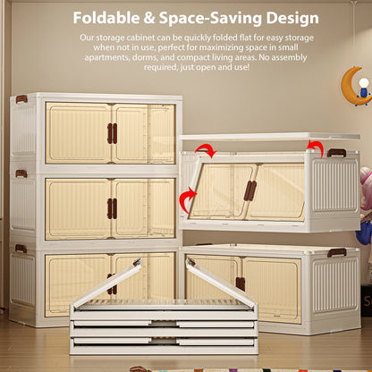 4/5-Layer Foldable Storage Cabinet with Wheels Stackable Wardrobe Organizer PP Transparent Doors for Clothes Toys Home