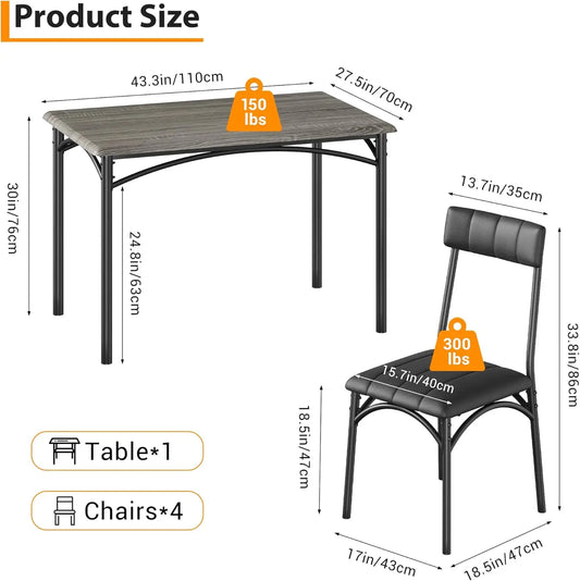 Farmhouse Dining Set, Rustic Kitchen Table with Upholstered Chairs (Padded Seat & Backrest), Compact Wooden Breakfast Nook Set for Small Apartments, Balcony, or Cozy Corner