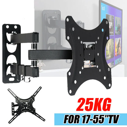 TV Wall Mount Bracket Full Motion Corner TV Frame Support Articulating Arms Swivel Tilt Extension Rotation for Most 17-55 Inch Expansion TV Holder