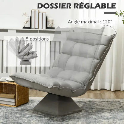 Lazy Floor Armchair, Relax Armchair, Living Room Armchair, Upholstered Design, Adjustable Backrest, 360 Swivel. °