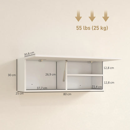 HOMCOM bathroom wall cabinet, bathroom s hanging storage unit with hinged swing door and tro