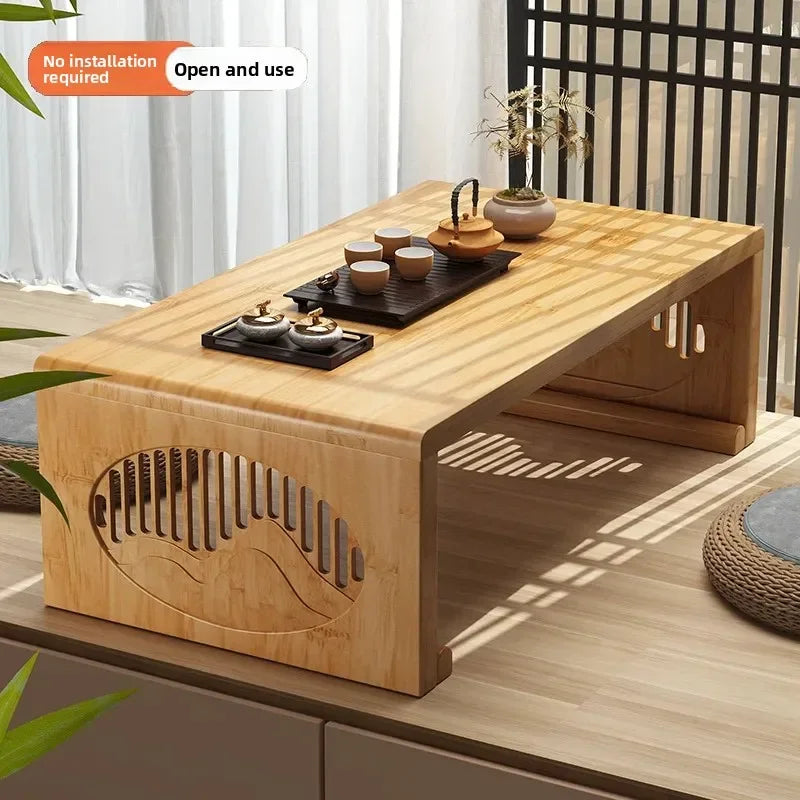 Bay Window Small Table Tatami Tea Table Nanzhu Japanese Kang Table New Chinese Style Bed Folding Small Coffee Table balcony