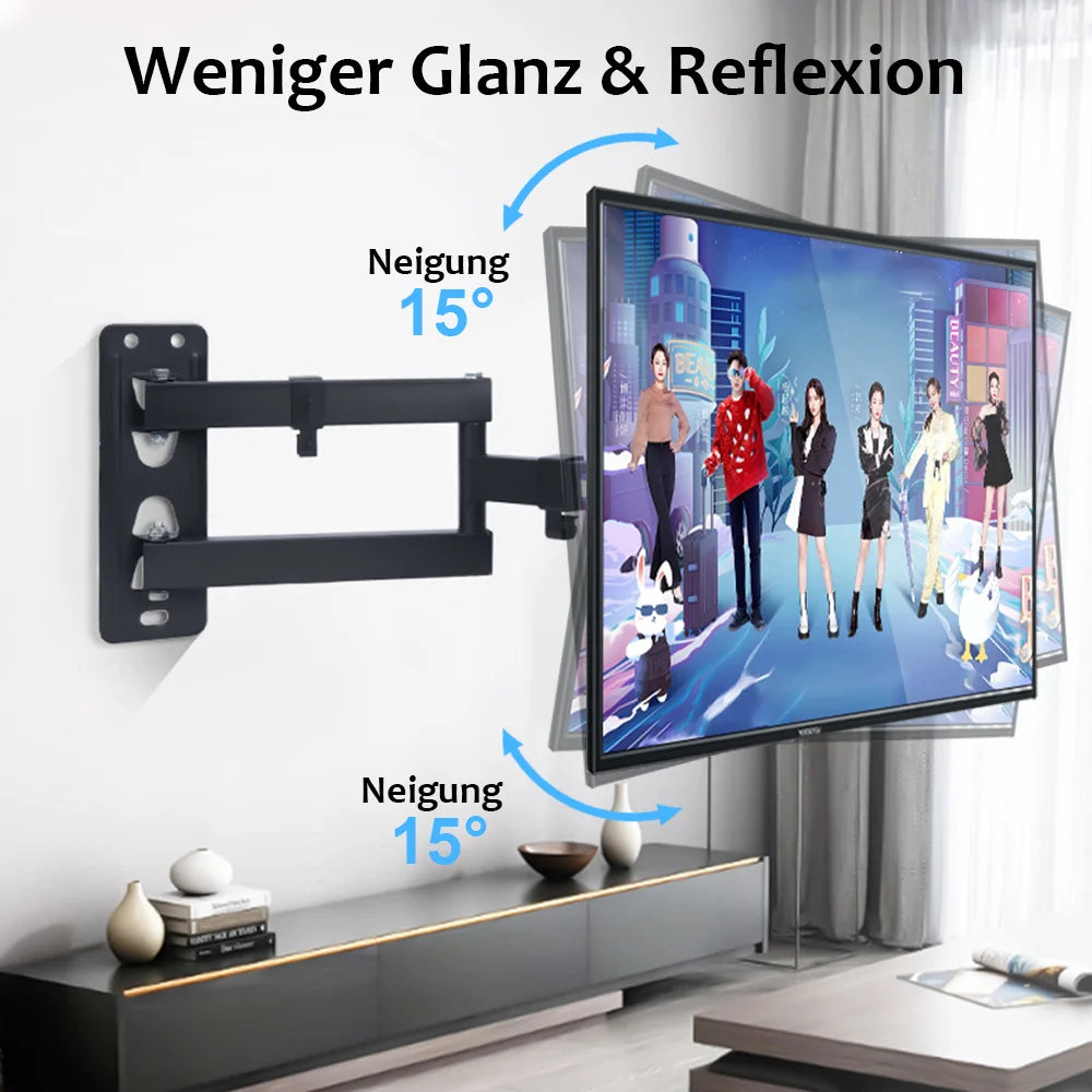 TV Wall Mount Bracket Full Motion Corner TV Frame Support Articulating Arms Swivel Tilt Extension Rotation for Most 17-55 Inch Expansion TV Holder