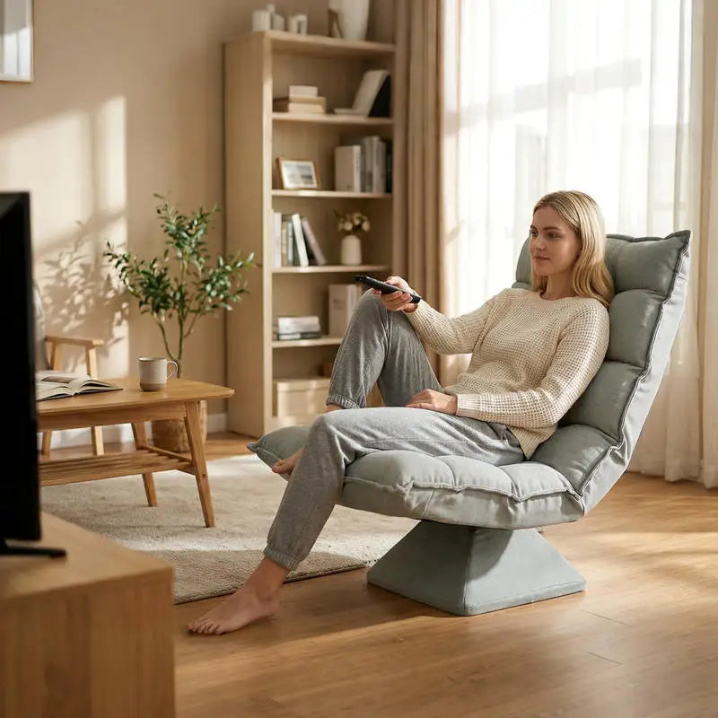 Lazy Floor Armchair, Relax Armchair, Living Room Armchair, Upholstered Design, Adjustable Backrest, 360 Swivel. °