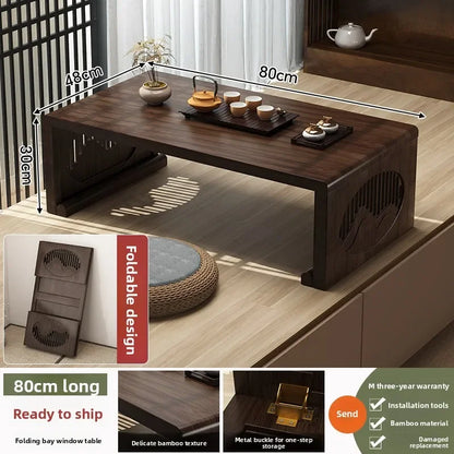 Bay Window Small Table Tatami Tea Table Nanzhu Japanese Kang Table New Chinese Style Bed Folding Small Coffee Table balcony