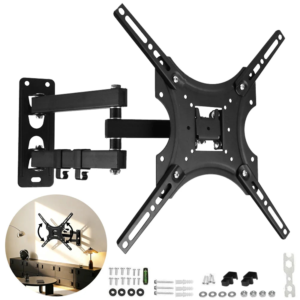 TV Wall Mount Bracket Full Motion Corner TV Frame Support Articulating Arms Swivel Tilt Extension Rotation for Most 17-55 Inch Expansion TV Holder