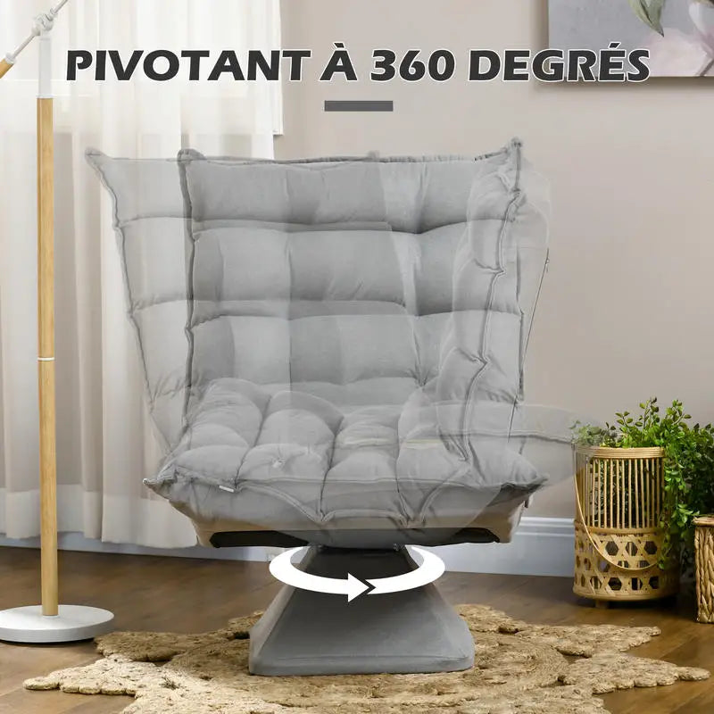 Lazy Floor Armchair, Relax Armchair, Living Room Armchair, Upholstered Design, Adjustable Backrest, 360 Swivel. °