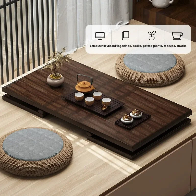 Bay Window Small Table Tatami Tea Table Nanzhu Japanese Kang Table New Chinese Style Bed Folding Small Coffee Table balcony