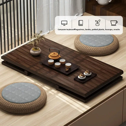 Bay Window Small Table Tatami Tea Table Nanzhu Japanese Kang Table New Chinese Style Bed Folding Small Coffee Table balcony