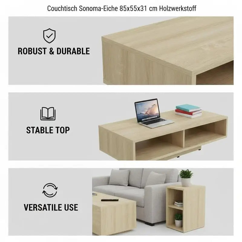 Coffee Table 85x55x31 cm Oak Wood Finish