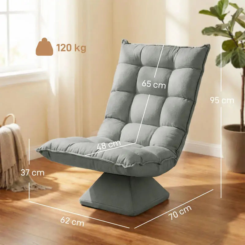 Lazy Floor Armchair, Relax Armchair, Living Room Armchair, Upholstered Design, Adjustable Backrest, 360 Swivel. °